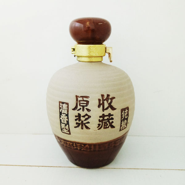 收藏原浆素烧陶瓷酒瓶